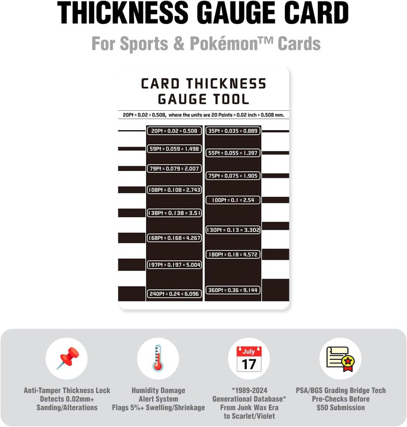 Flinduy Card Centering Grading Tool Kit Compatible for Pokemon TCG, Trading Card Grading Set with Thickness Measuring Card, Measuring & Cleaning Accessories for Collectible Cards - Image 4